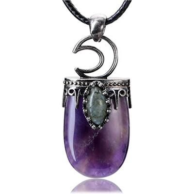 Ametiste naturale Reiki Arborele Vieții Hexagon Inimă Sârmă Înfășurată Pandantiv Cerc Gogoașă împletită Colier lucrat manual Femei Bărbați Bijuterii