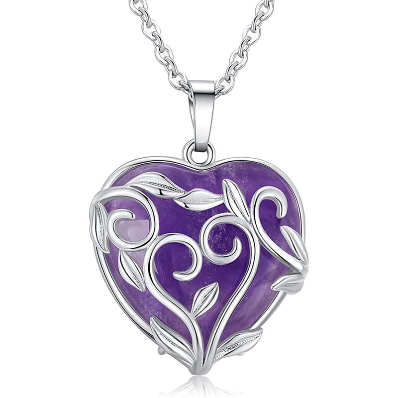 Ametiste naturale Reiki Arborele Vieții Hexagon Inimă Sârmă Înfășurată Pandantiv Cerc Gogoașă împletită Colier lucrat manual Femei Bărbați Bijuterii