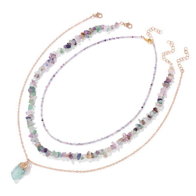 3 buc/set coliere cu margele ametiste naturale pentru femei coliere cu pandantiv neregulat neregulat cu lanț bijuterii de vindecare cu energie lucrate manual