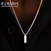 ELANDIS vyriški nerūdijančio plieno vandeniui atsparūs platininiai 1 mm dėžutės grandinės kvadratiniai kaklo pakabukai baltos spalvos aukso žavesio puikios dovanos papuošalai
