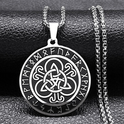 Colier cu nod Viking Trinity pentru femei bărbați din oțel inoxidabil ochi de tigru vrăjitoare irlandeză celtică lucky amulet lanț bijuterii N3806S02