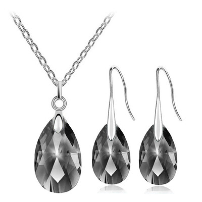 Seturi de bijuterii de nuntă de cristal austriac simplu verde smarald Colier Colier Set de colier de cercei Bijuterii Cadou pentru prietena