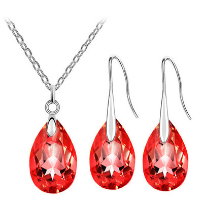 Seturi de bijuterii de nuntă de cristal austriac simplu verde smarald Colier Colier Set de colier de cercei Bijuterii Cadou pentru prietena