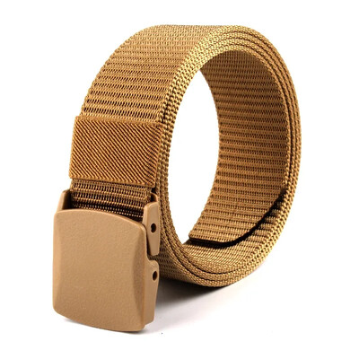 3,8X125CM műanyag csat vászon Automata öv Férfi Női Szabadtéri MunkaFémmentes Ruházat Nadrág Farmer Öv Alkalmi díszítés