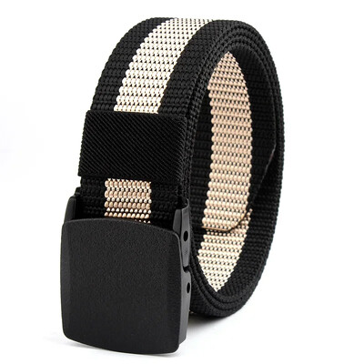 3,8X125CM műanyag csat vászon Automata öv Férfi Női Szabadtéri MunkaFémmentes Ruházat Nadrág Farmer Öv Alkalmi díszítés