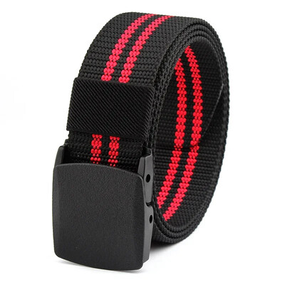 3,8X125CM műanyag csat vászon Automata öv Férfi Női Szabadtéri MunkaFémmentes Ruházat Nadrág Farmer Öv Alkalmi díszítés