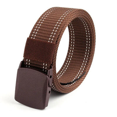 3,8X125CM műanyag csat vászon Automata öv Férfi Női Szabadtéri MunkaFémmentes Ruházat Nadrág Farmer Öv Alkalmi díszítés