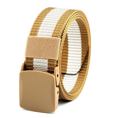 3,8X125CM műanyag csat vászon Automata öv Férfi Női Szabadtéri MunkaFémmentes Ruházat Nadrág Farmer Öv Alkalmi díszítés