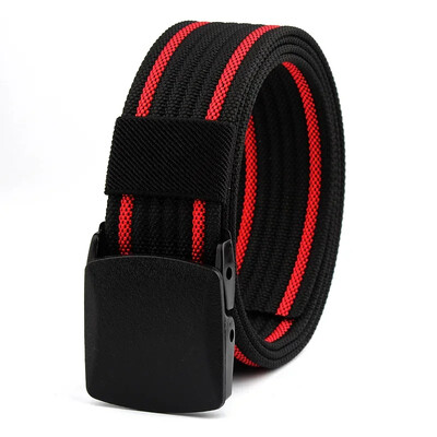 3,8X125CM műanyag csat vászon Automata öv Férfi Női Szabadtéri MunkaFémmentes Ruházat Nadrág Farmer Öv Alkalmi díszítés