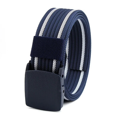 3,8X125CM műanyag csat vászon Automata öv Férfi Női Szabadtéri MunkaFémmentes Ruházat Nadrág Farmer Öv Alkalmi díszítés