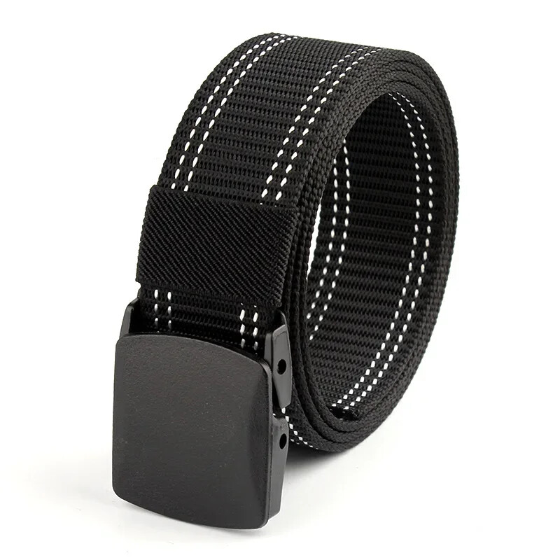 3,8X125CM műanyag csat vászon Automata öv Férfi Női Szabadtéri MunkaFémmentes Ruházat Nadrág Farmer Öv Alkalmi díszítés