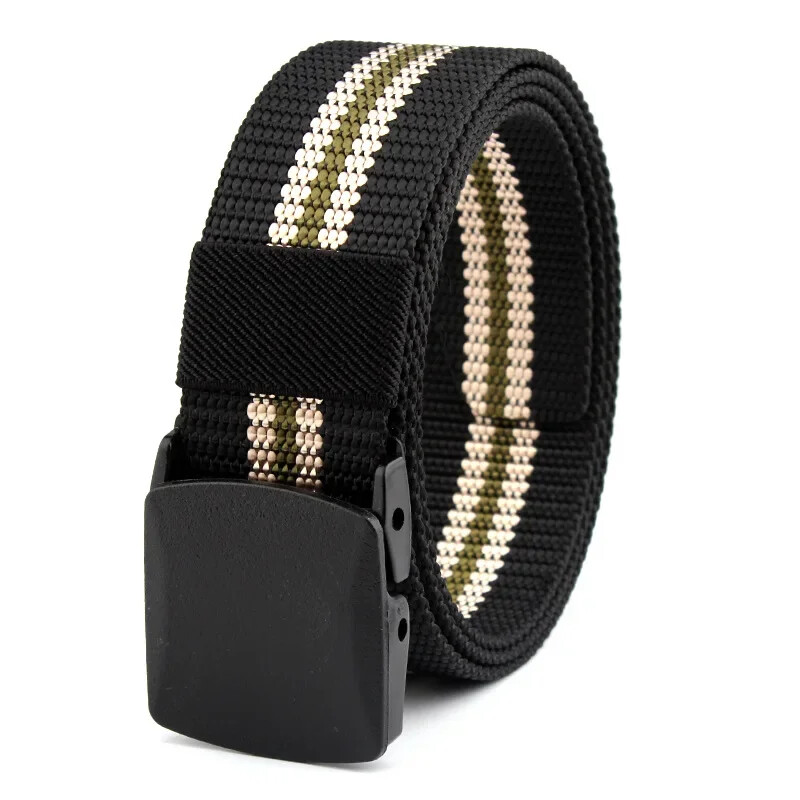 3,8X125CM műanyag csat vászon Automata öv Férfi Női Szabadtéri MunkaFémmentes Ruházat Nadrág Farmer Öv Alkalmi díszítés