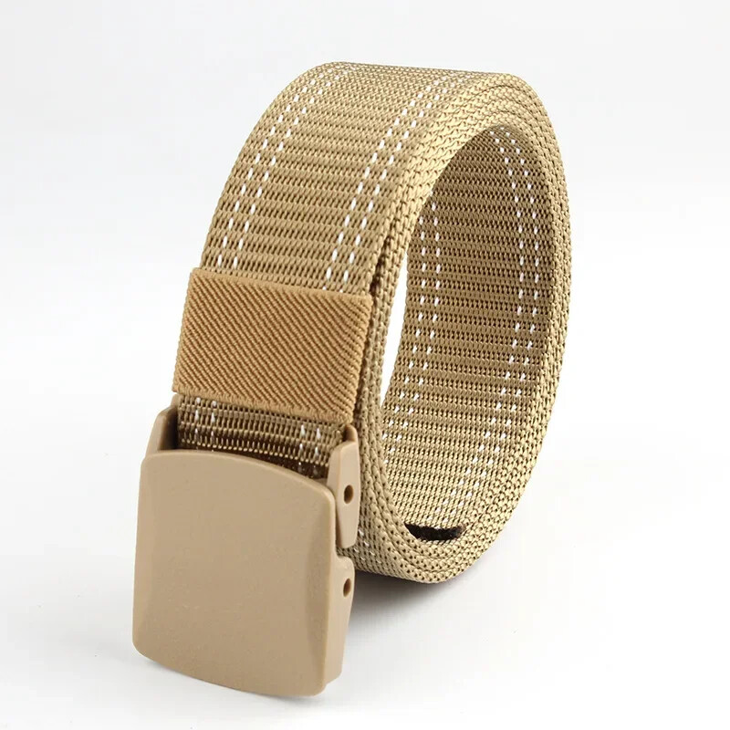 3,8X125CM műanyag csat vászon Automata öv Férfi Női Szabadtéri MunkaFémmentes Ruházat Nadrág Farmer Öv Alkalmi díszítés