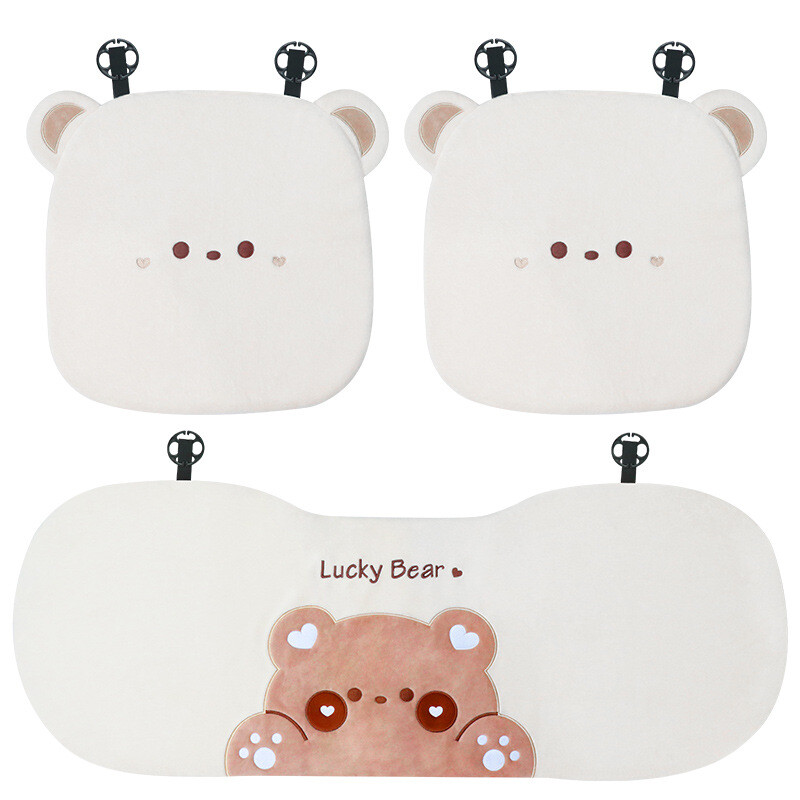 Plüss aranyos rajzfilm autósülés párna teljes készlet, légáteresztő Four Seasons autósülés huzat csúszásgátló belső kiegészítők univerzális