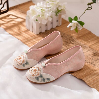 Veowalk jacquard hímzésű kényelmes női balettcipő Retro női puha pamut szövet kínai stílusú cipő