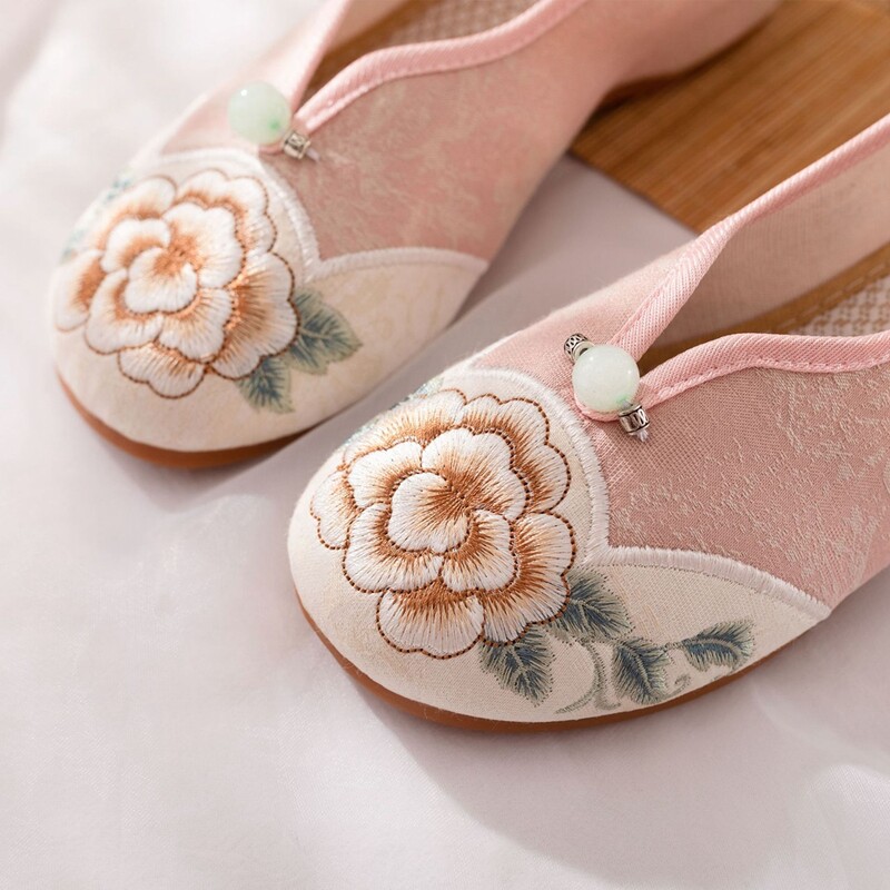 Veowalk jacquard hímzésű kényelmes női balettcipő Retro női puha pamut szövet kínai stílusú cipő