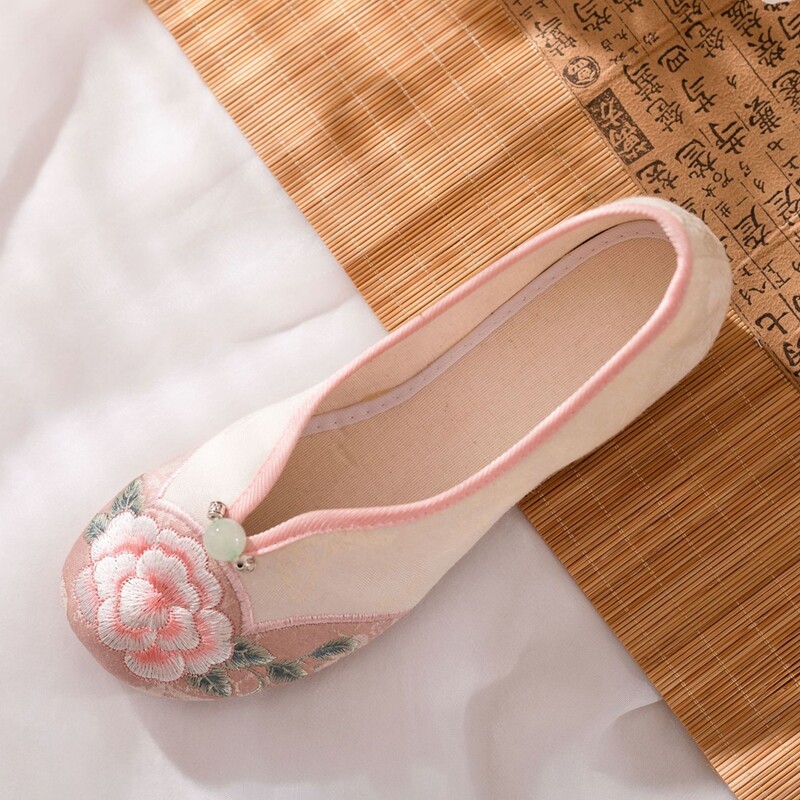 Veowalk jacquard hímzésű kényelmes női balettcipő Retro női puha pamut szövet kínai stílusú cipő