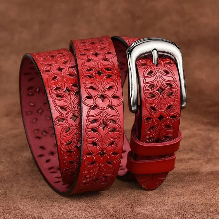 115CM nový opasok s dutým vzorom, dámsky trendy opasok s vintage sponou, imitácia kože, džínsy
