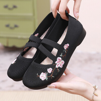 lila nyári lakások anya pántos cipők női tavaszi hímzett virágos cipők női mary jane lapos cipők etnikai balett lakások