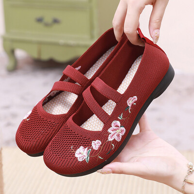 lila nyári lakások anya pántos cipők női tavaszi hímzett virágos cipők női mary jane lapos cipők etnikai balett lakások