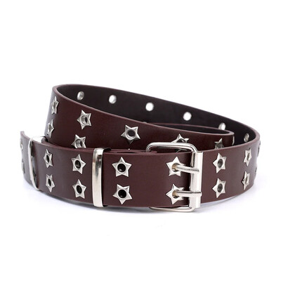 Y2K Punk Rivet kožené opasky ženy muži hviezda PU čiernobiele pásové popruhy dvojitý riadok dutý trendy opasok džínsy sukňa dekorácia