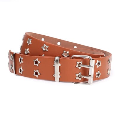 Y2K Punk Rivet kožené opasky ženy muži hviezda PU čiernobiele pásové popruhy dvojitý riadok dutý trendy opasok džínsy sukňa dekorácia