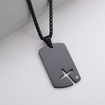Pánsky obdĺžnikový dvojitý prívesok na psa z nehrdzavejúcej ocele, vojenský prívesok na identifikáciu, titánový oceľový náhrdelník, armádne pánske šperky