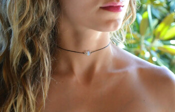 Turquoises Choker, Dainty Choker, Chokers από πολύτιμες πέτρες, Boho Bohemian κολιέ, Healing Stones Cute Beaded Chokers