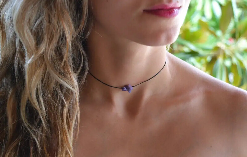 Tyrkysový choker, Elegantný choker, Chokery s drahými kameňmi, Boho bohémsky náhrdelník, Roztomilé chokery s liečivými kameňmi