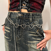 Γυναικείες ζώνες high-end πολυτελής γυναικεία ζώνη Καρδιά Ευέλικτη Διακόσμηση Goth αξεσουάρ Ζώνη Y2k Punk Waist Chain με τζιν φόρεμα