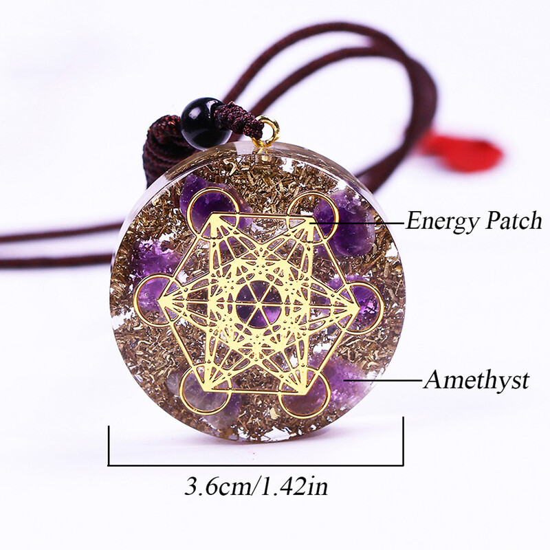 Ametist natural Orgon Pandantiv Chakra Colier Femei Bărbați Energie Vindecătoare Meditație Bijuterii Amuleta