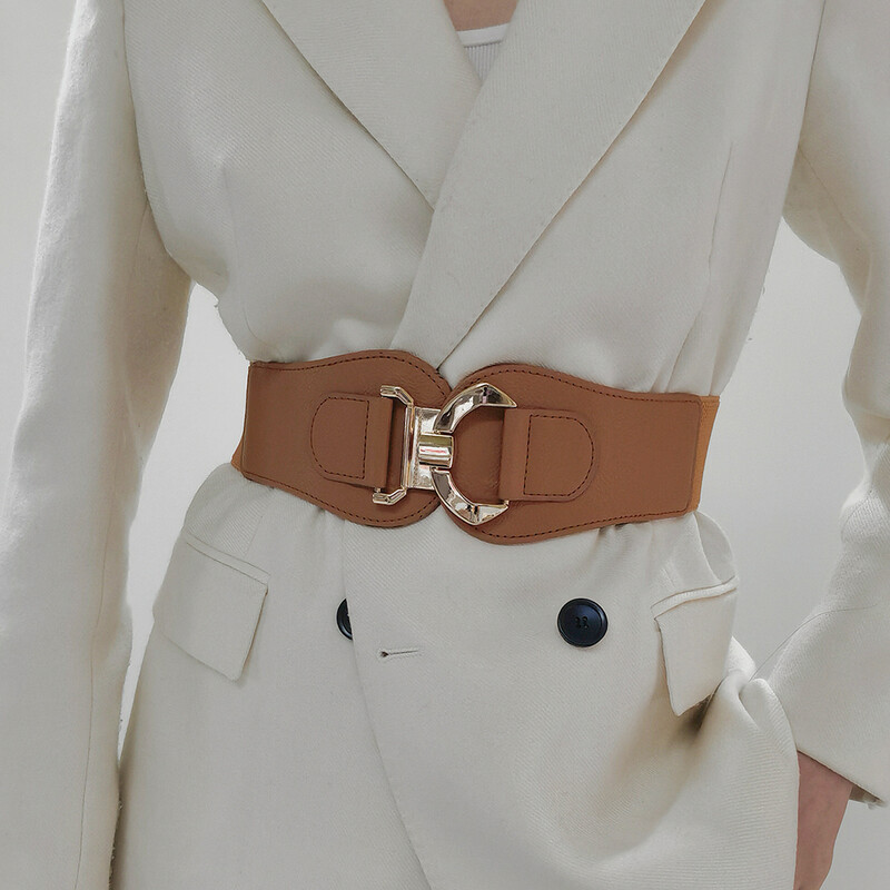 Női divat Rugalmas derékpánt Punk Retro csat fekete teveöv All-Match kabát női széles harajuku formális derékpánt