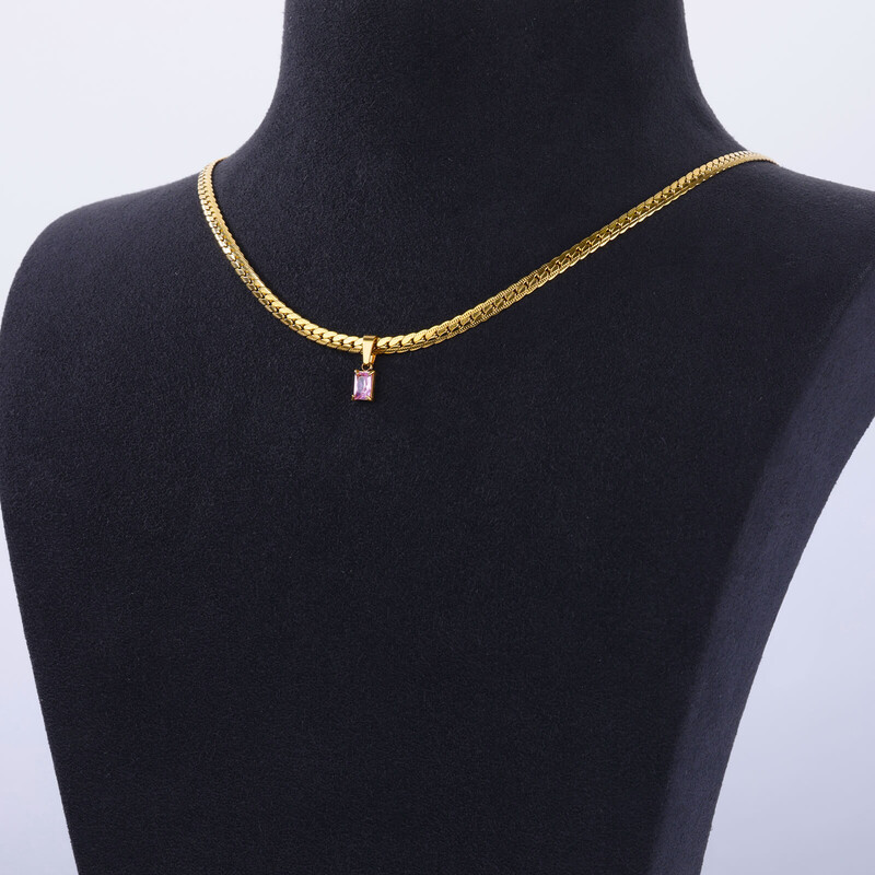 Vintage četvrtasta cirkonska ogrlica s debelim lancem za žene Nehrđajući čelik zlatne boje Choker ogrlica Vjenčani vodootporni nakit Poklon