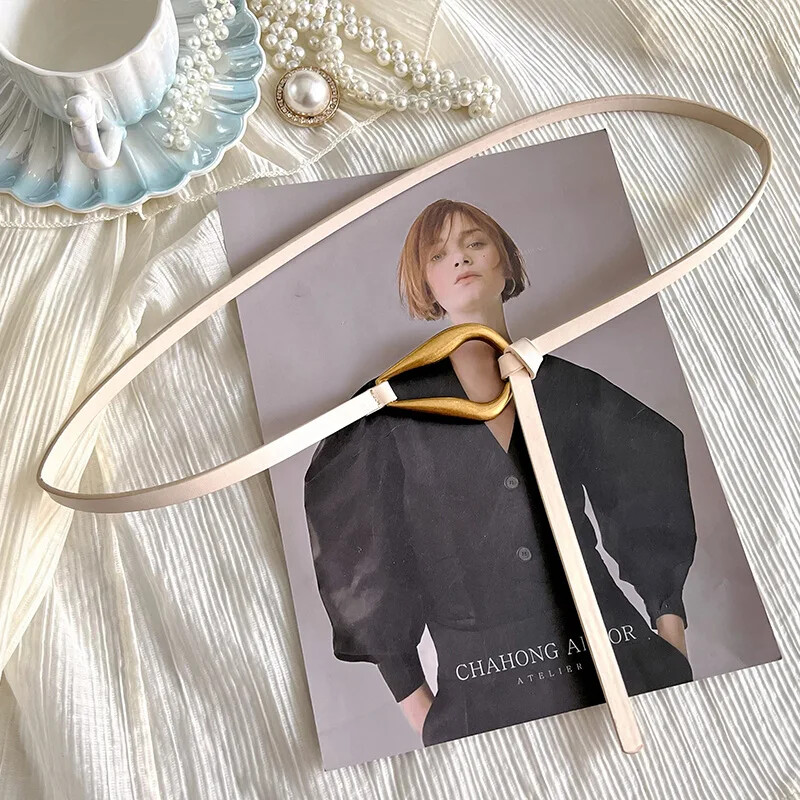 Moda feminină Curele subțiri noi, culoare solidă, piele PU, cataramă metalică, doamnă, fete, cămașă decorativă, haină, centură