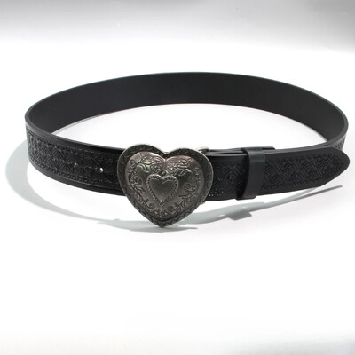 Retro szerelmes csat PU övek divat szabadidő alkalmas mindennapi ingázásra női vintage dekoráció tűcsat széles öv dekor övek