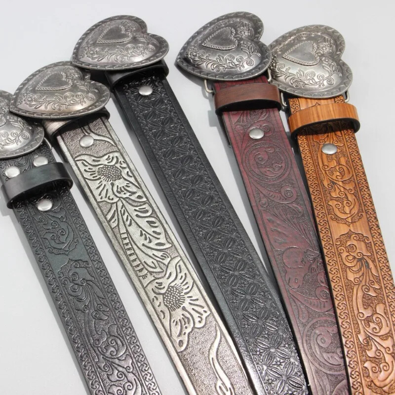 Retro szerelmes csat PU övek divat szabadidő alkalmas mindennapi ingázásra női vintage dekoráció tűcsat széles öv dekor övek