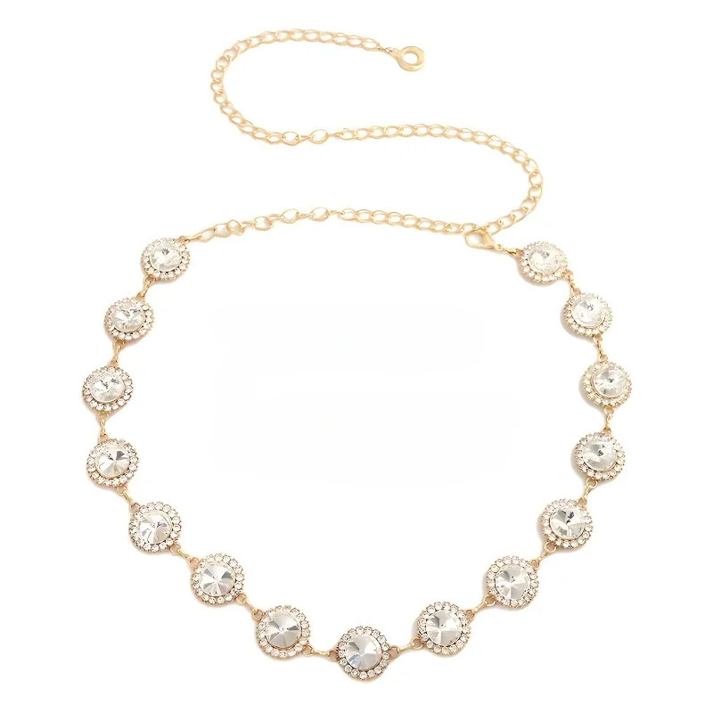 Modni elegantni pojasevi Ženski metalni pojasevi s lančićima oko struka Zlatni okrugli nepravilni dijamantni biserni lančići za tijelo Pojasevi za dodatke