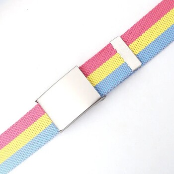 Rainbow Stripes Canvas Belt Jeans Waistband Adjustable Belt Outdoor Travel - Metal Buckle Belt for Women Πολύχρωμη