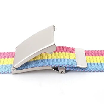 Rainbow Stripes Canvas Belt Jeans Waistband Adjustable Belt Outdoor Travel - Metal Buckle Belt for Women Πολύχρωμη