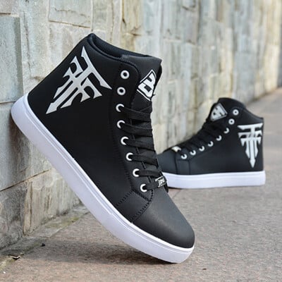 Pánske vysoké topánky veľkej veľkosti, pohodlné skateboardové tenisky s plochou podrážkou, študentské ratanové topánky, módne ležérne trendy topánky