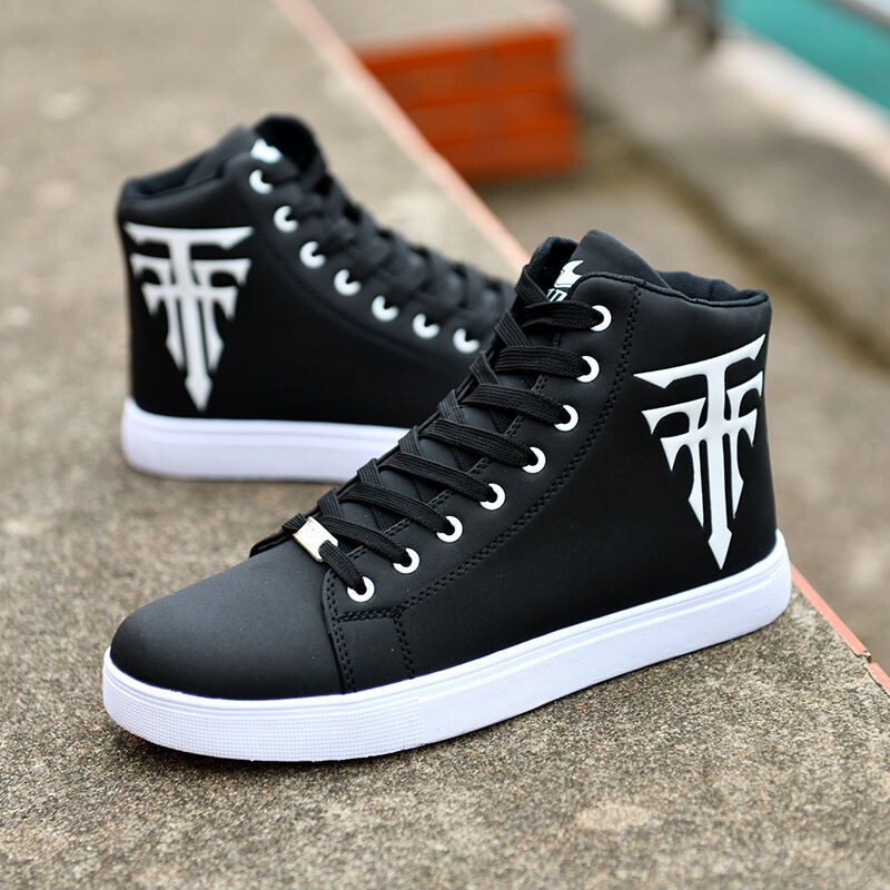 Pánske vysoké topánky veľkej veľkosti, pohodlné skateboardové tenisky s plochou podrážkou, študentské ratanové topánky, módne ležérne trendy topánky