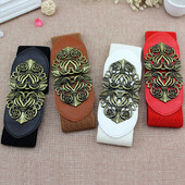 Retro udvari faragás széles deréköv Divatos női pecsét művészi bőr derékszíj csat tavaszi szezon művészi retro