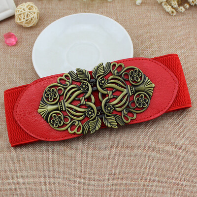 Retro udvari faragás széles deréköv Divatos női pecsét művészi bőr derékszíj csat tavaszi szezon művészi retro