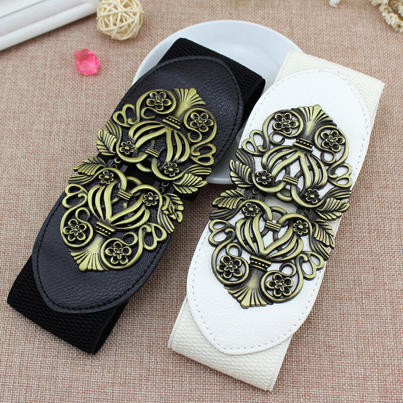 Retro udvari faragás széles deréköv Divatos női pecsét művészi bőr derékszíj csat tavaszi szezon művészi retro