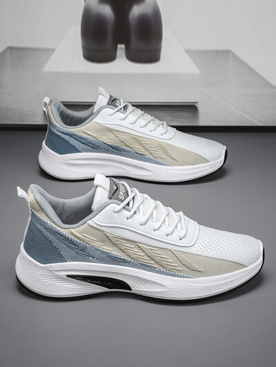 Férfi Sport könnyű futócipők Alkalmi, légáteresztő cipők Csúszásmentes Kényelmes Fehér Nagy méret