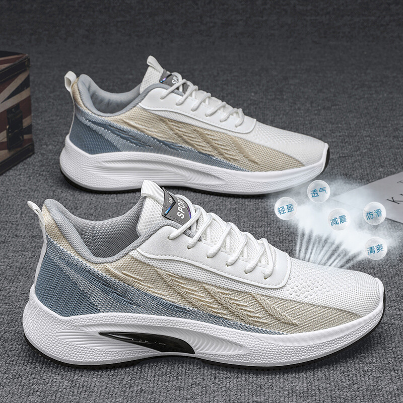 Férfi Sport könnyű futócipők Alkalmi, légáteresztő cipők Csúszásmentes Kényelmes Fehér Nagy méret
