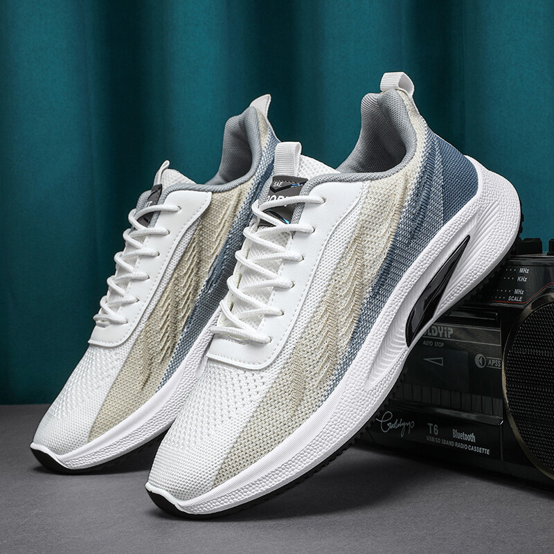 Férfi Sport könnyű futócipők Alkalmi, légáteresztő cipők Csúszásmentes Kényelmes Fehér Nagy méret