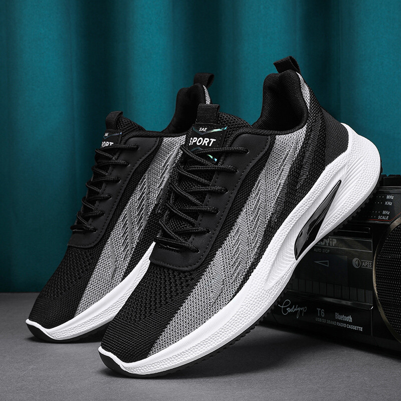 Férfi Sport könnyű futócipők Alkalmi, légáteresztő cipők Csúszásmentes Kényelmes Fehér Nagy méret