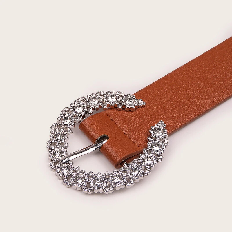 Új C-típusú gyémánt berakású fekete barna női öv Divatos és sokoldalú tervezői öv ruhával és farmernadrággal párosítva