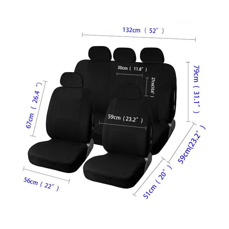 AUTO HIGH Universalūs automatiniai sėdynių užvalkalai, skirti automobiliniams sunkvežimiams visureigiams, 5 vietų priekiniams ir galiniams apsauginiams komplektams - juodi